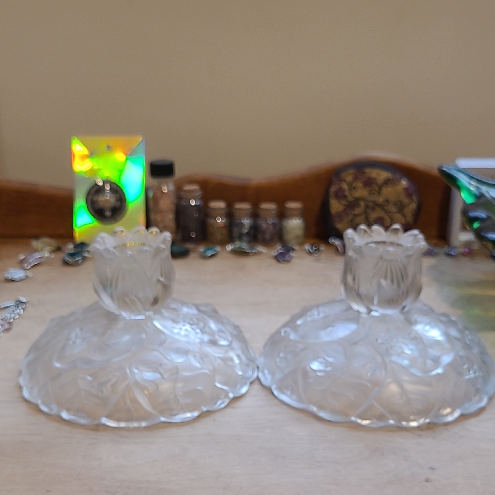 Elegant Crystal Candle Holders - Vintage - Fenton